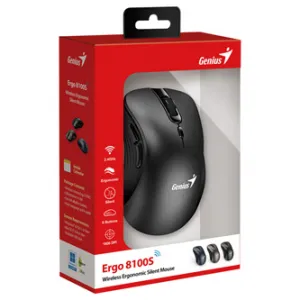 Genius Ergo 8100S/Ergonomická/Optická/Pro praváky/1 600 DPI/Bezdrátová USB/Černá