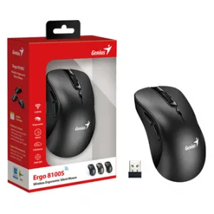 Genius Ergo 8100S/Ergonomická/Optická/Pro praváky/1 600 DPI/Bezdrátová USB/Černá