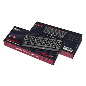 Marvo KG962G EN-R, klávesnice US, herní, mechanická typ drátová (USB), černá, RGB, červené spínače