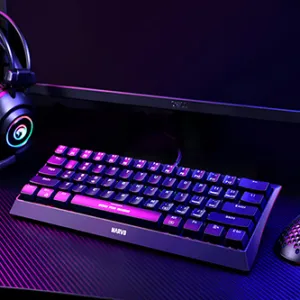 Marvo KG962G EN-R, klávesnice US, herní, mechanická typ drátová (USB), černá, RGB, červené spínače