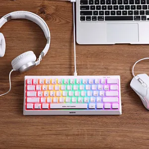 Marvo KG962G WH EN-R, klávesnice US, herní, mechanická typ drátová (USB), bílá, RGB, červené spínače