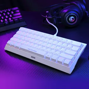 Marvo KG962G WH EN-R, klávesnice US, herní, mechanická typ drátová (USB), bílá, RGB, červené spínače