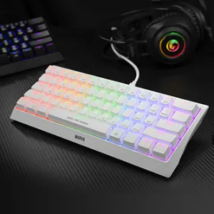 Marvo KG962G WH EN-R, klávesnice US, herní, mechanická typ drátová (USB), bílá, RGB, červené spínače
