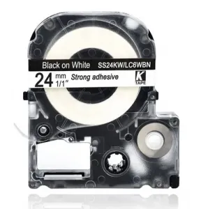 Epson LabelWorks LK-6WBN C53S656006 24mm x 9m, čierna tlač / biely podklad, originálna páska