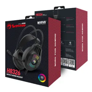 Marvo H8326, sluchátka s mikrofonem, ovládání hlasitosti, černá