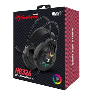Marvo H8326, sluchátka s mikrofonem, ovládání hlasitosti, černá