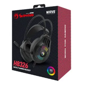 Marvo H8326, sluchátka s mikrofonem, ovládání hlasitosti, černá