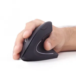 GEMBIRD ergonomická vertikálna myš, 1600dpi, 6 tlačidlová, bezdrôtová, USB, čierna