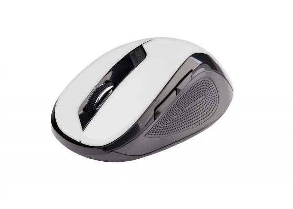 Myš C-TECH WLM-02, černo-bílá, bezdrátová, 1600DPI, 6 tlačítek, USB nano receiver