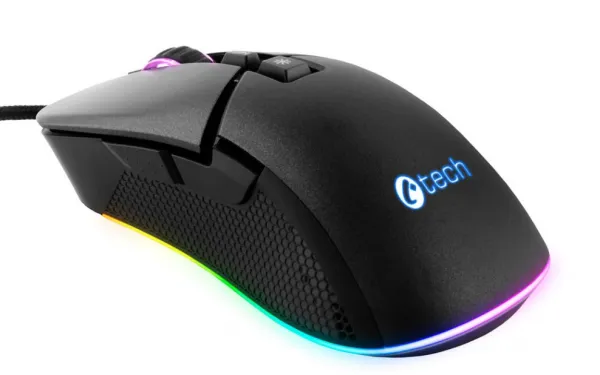 C-TECH herná myš Dawn, pre príležitostné hranie, 6400 DPI, RGB podsvietenie, USB
