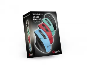 Myš C-TECH Ergo WLM-05, bezdrátová, 1600DPI, 6 tlačítek, USB nano receiver, černá