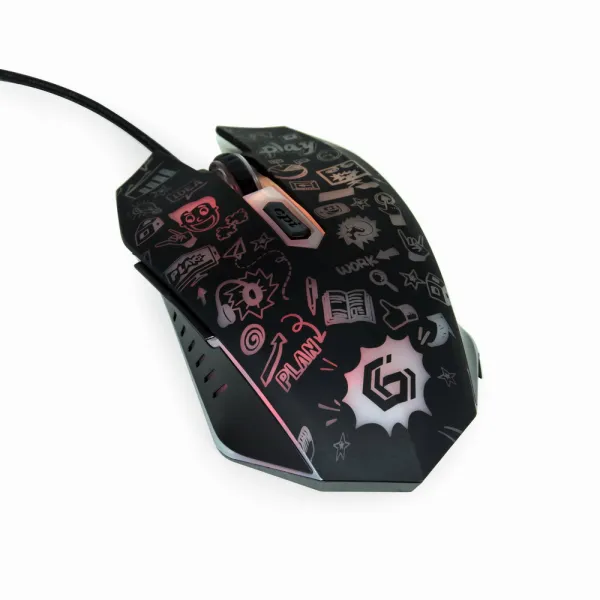 Myš GEMBIRD MUS-6B-GRAFIX-01, černá s grafickým potiskem, USB