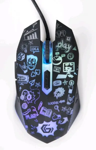 Myš GEMBIRD MUS-6B-GRAFIX-01, černá s grafickým potiskem, USB
