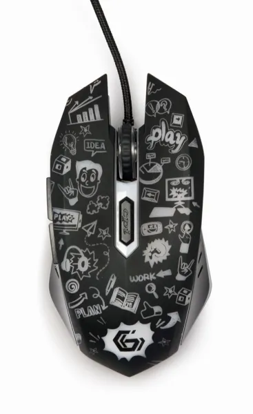 Myš GEMBIRD MUS-6B-GRAFIX-01, černá s grafickým potiskem, USB
