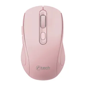 Myš C-TECH WLM-12 Dual mode, bezdrátová, BT5.0 + 2,4GHz, 1600DPI, 6 tlačítek, USB nano receiver, růžová