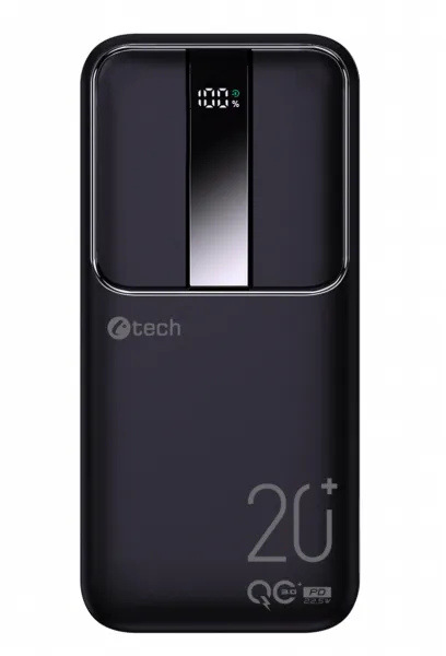 Powerbanka C-tech 20000mAh, Li-Pol, 22,5W, USB-C/USB-A/micro USB