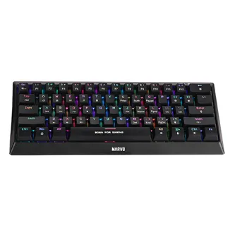 Marvo Hecate 61B KG962G EN-B, klávesnice US, herní, mechanická typ drátová (USB), černá, RGB, modré spínače