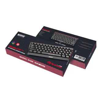 Marvo Hecate 61B KG962G EN-B, klávesnice US, herní, mechanická typ drátová (USB), černá, RGB, modré spínače