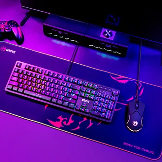 RGB Podložka pod myš MG011, SCORP XL, černá, 800 x 300 mm, 4 mm, Marvo, USB Hub