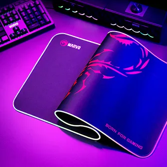 RGB Podložka pod myš MG011, SCORP XL, černá, 800 x 300 mm, 4 mm, Marvo, USB Hub