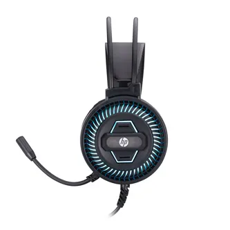 HP DHE-8001 9NG12AA, sluchátka s mikrofonem, ovládání hlasitosti, černá, 2.0, podsvícená, 3.5 mm jack + USB