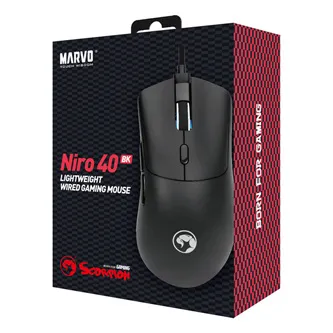 Myš drátová, Marvo Niro 40 Black G950 BK, černá, optika, 12000DPI