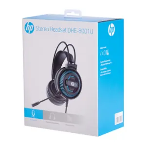 HP DHE-8001U 9NG12AA, sluchátka s mikrofonem, ovládání hlasitosti, černá, 2.0, podsvícená, USB