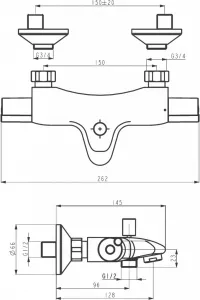 AquaLight Vaňová batéria termostatická bez príslušenstva, 150 mm 2520/1,0
