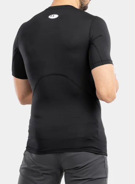 Pánske tričko Under Armour HG Armour Comp S/S - black/white