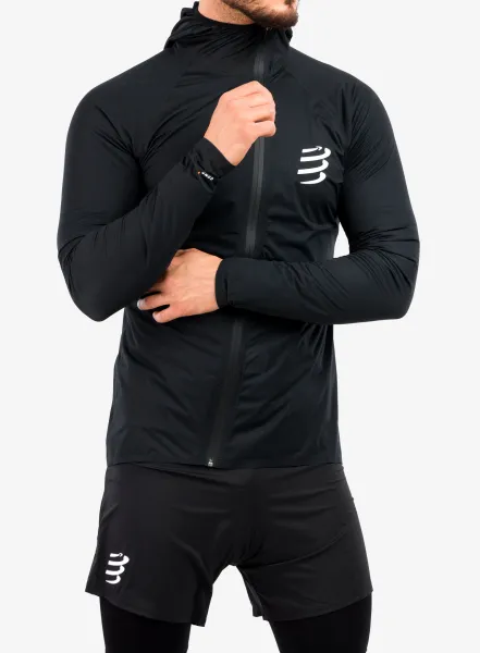 Pánska bežecká bunda Compressport Hurricane Waterproof 10/10 Jacket - black