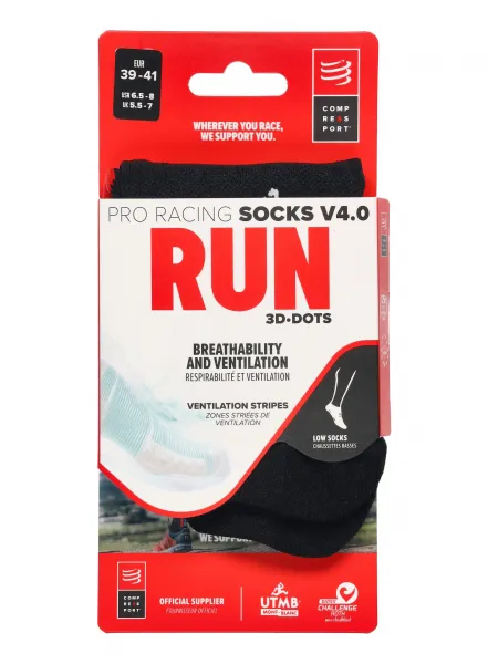 Ponožky Compressport Pro Racing Socks v4.0 Run Low - black/red