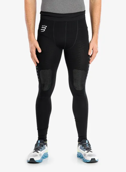 Compressport WINTER TRAIL UNDER CONTROL FULL TIGHTS M Pánske zateplené kompresné bežecké legíny, čierna, veľkosť