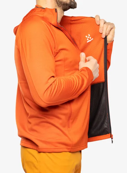 Pánska mikina na zips Haglofs Skuta Hood - habanero