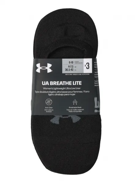 Dámske ponožky Under Armour UA Breathe Lite Ultra 3-Pack Low Liner Socks - black/pitch gray