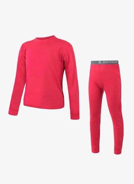 Termo pradlo detske Sensor Merino Air Set Tee LS + Underpants - magenta
