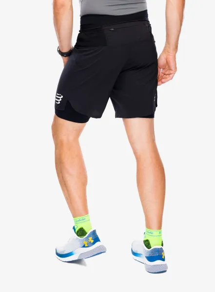 Bežecké kraťasy Compressport Trail Racing 2-in-1 Short - black