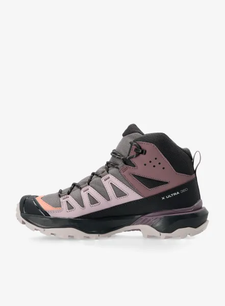 Turistické topánky dámske Salomon X Ultra 360 Mid GTX - plum/phantom/cork