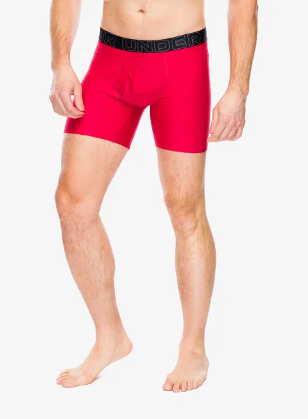Boxerky Under Armour Performance Tech 6 in 3-Pack Boxerjock - red/castlerock full heather