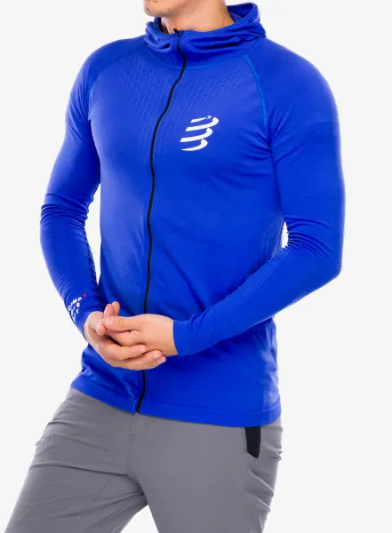 Mikina s kapucňou Compressport 3D Thermo Seamless Hoodie Zip - dazz blue