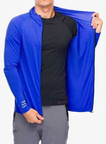 Mikina s kapucňou Compressport 3D Thermo Seamless Hoodie Zip - dazz blue