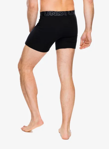 Boxerky Under Armour Performance Cotton 6 in 3-Pack Boxerjock - black/black/steel