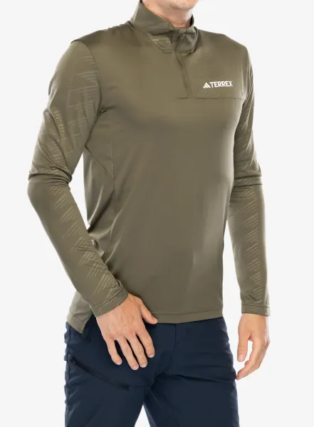 Mikina bez kapucne adidas TERREX Multi Half Zip Longsleeve Tee - olive strata
