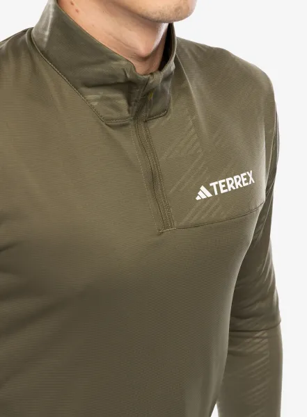 Mikina bez kapucne adidas TERREX Multi Half Zip Longsleeve Tee - olive strata
