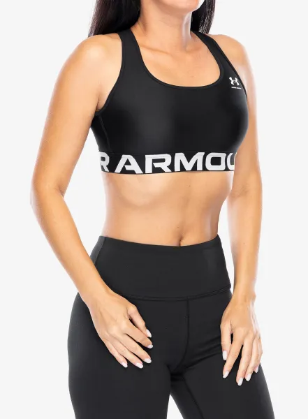 Športová podprsenka Under Armour HeatGear Authentics Mid Branded Bra - black/white