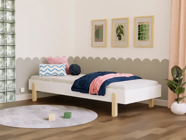 Benlemi Jednolôžková posteľ NOVA 90x200 cm Zvoľte farbu: Tehlová, Zvoľte zábranu: Bez zábrany, Zvoľte nohy: Šikmé nohy