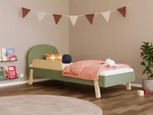Benlemi Jednolôžková posteľ NOVA s okrúhlym čelom 90x200 cm Zvoľte farbu: Tehlová, Zvoľte zábranu: So zábranou, Zvoľte nohy: Rovné nohy
