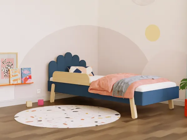 Benlemi Jednolôžková posteľ NOVA s oblúkovým čelom 90x200 cm Zvoľte farbu: Biela, Zvoľte zábranu: So zábranou, Zvoľte nohy: Šikmé nohy