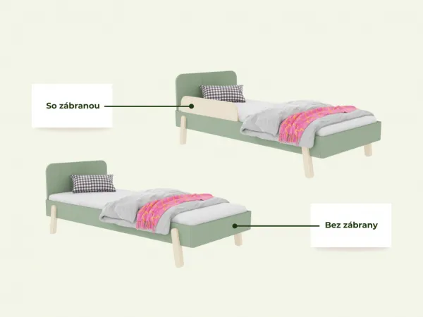 Benlemi Jednolôžková posteľ NOVA s obdĺžnikovým čelom 90x200 cm Zvoľte farbu: Biela, Zvoľte zábranu: So zábranou, Zvoľte nohy: Šikmé nohy