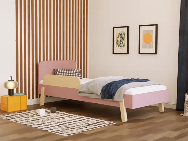 Benlemi Jednolôžková posteľ NOVA s obdĺžnikovým čelom 90x200 cm Zvoľte farbu: Biela, Zvoľte zábranu: So zábranou, Zvoľte nohy: Šikmé nohy
