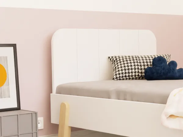 Benlemi Jednolôžková posteľ NOVA s obdĺžnikovým čelom 90x200 cm Zvoľte farbu: Biela, Zvoľte zábranu: So zábranou, Zvoľte nohy: Šikmé nohy
